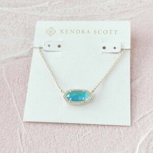 Kendra Scott Elisa Aqua Kyocera Opal Gold Necklace